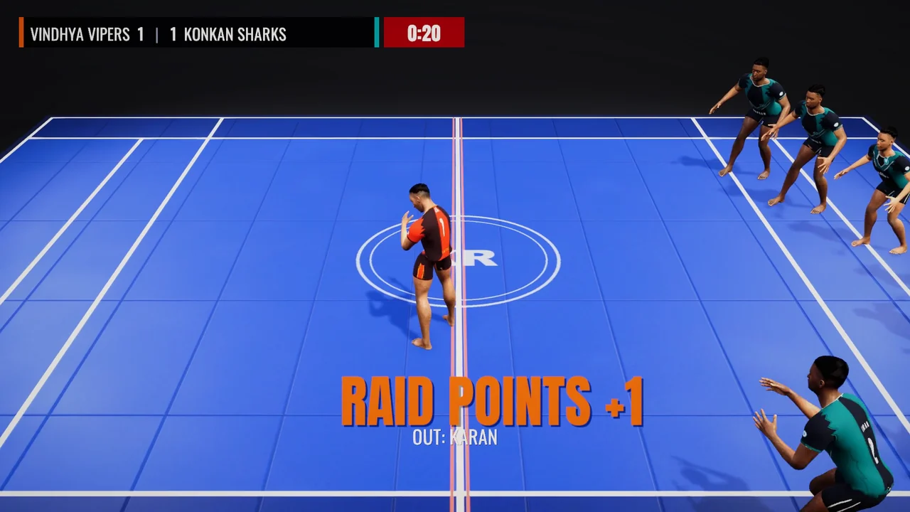 The raider safely across the midline as the prototype awards one raid point