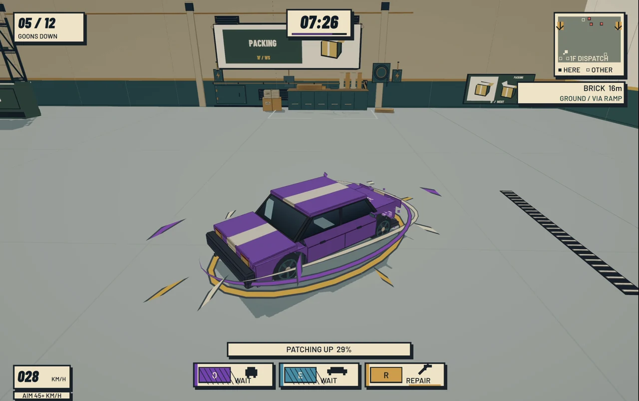 Purple and gold regeneration rings rebuilding Magic Car, with the repair meter at 29 percent